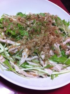鶏胸肉と水菜の梅肉和え-レシピのメイン写真