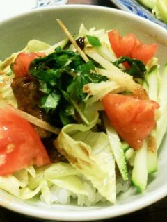 焼き肉のたれで簡単サラダ鶏丼-レシピのメイン写真