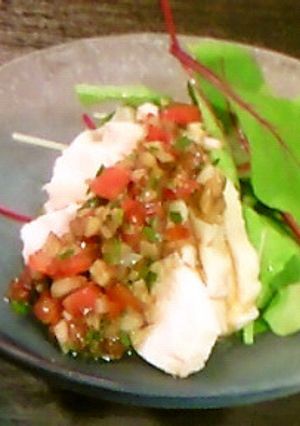 蒸し鶏とベビーリーフの前菜-レシピのメイン写真