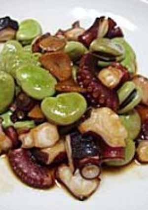 たことそら豆のにんにく炒め-レシピのメイン写真