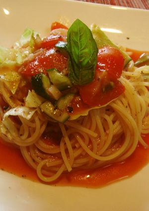 トマトジュースで簡単☆ぶっかけ冷製パスタ-レシピのメイン写真