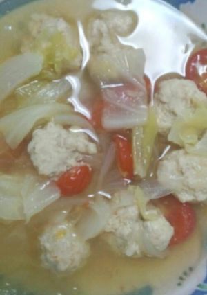 鶏挽き肉とプチトマトのスープ-レシピのメイン写真