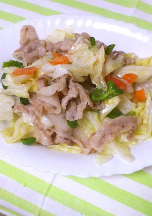 レンジで簡単☆豚肉とキャベツピーマン蒸し-レシピのメイン写真