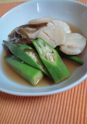オクラとホタテのだし醤油煮-レシピのメイン写真