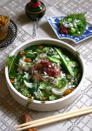 元気る♪【モロヘイヤとろみ素麺】暑い日に-レシピのメイン写真