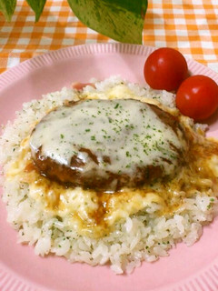 簡単時短ランチ*チーズハンバーグライス-レシピのメイン写真