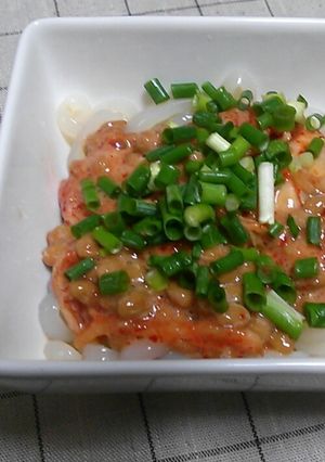 糖質制限　納豆キムチこんにゃくうどん-レシピのメイン写真