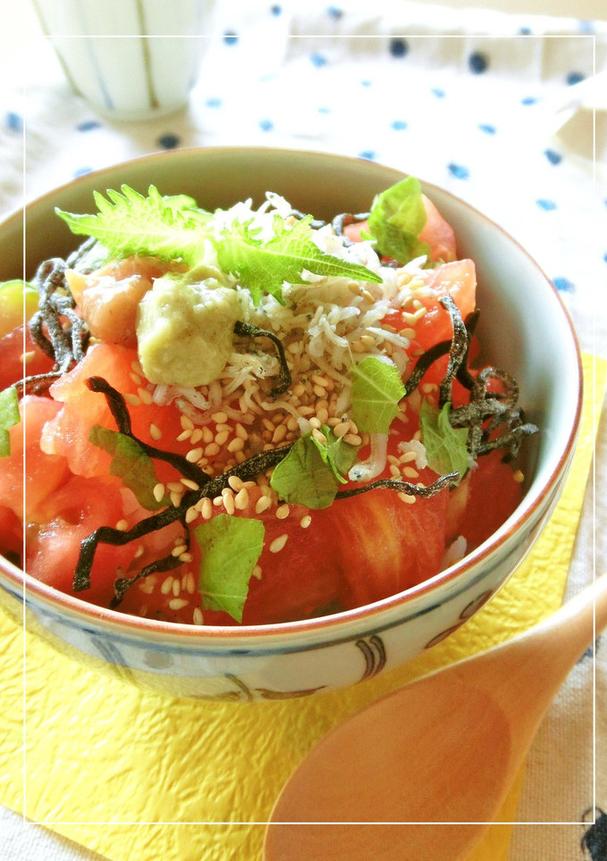 トマトとしらすと塩昆布の梅わさび丼-レシピのメイン写真
