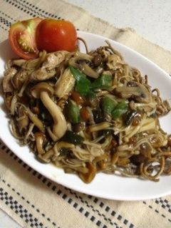 焼き蕎麦のたっぷりキノコ餡かけ-レシピのメイン写真