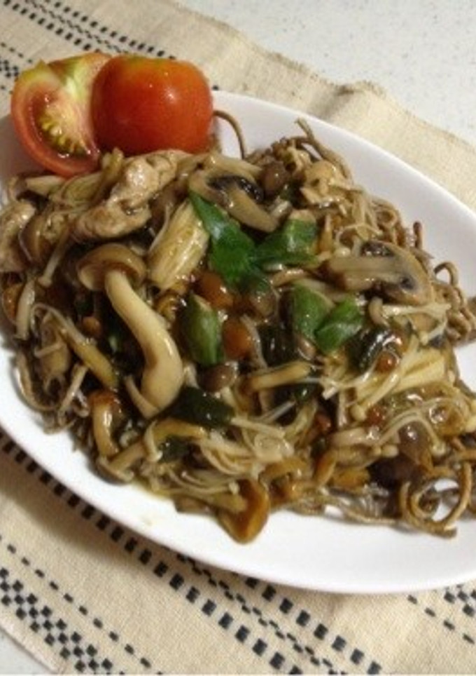 焼き蕎麦のたっぷりキノコ餡かけ-レシピのメイン写真