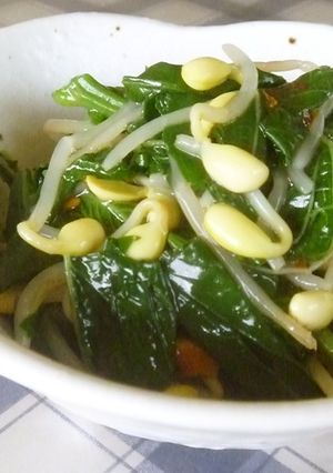 モロヘイヤと豆もやしのピリナムル☀-レシピのメイン写真