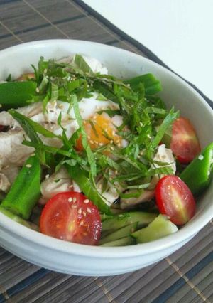夏野菜と鶏胸肉の冷たいうどん!!-レシピのメイン写真
