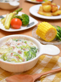 挽肉とレタスのクリーム煮-レシピのメイン写真