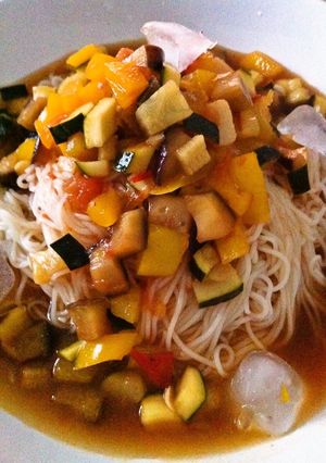 夏野菜の酢辛そーめん-レシピのメイン写真
