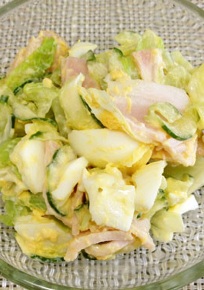 卵とハムときゅうりとキャベツのサラダ-レシピのメイン写真