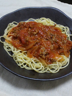ホールトマトで牛肉パスタ-レシピのメイン写真