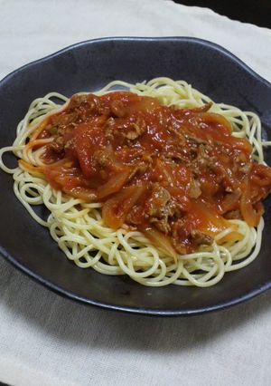 ﾎｰﾙトマトで牛肉パスタ-レシピのメイン写真