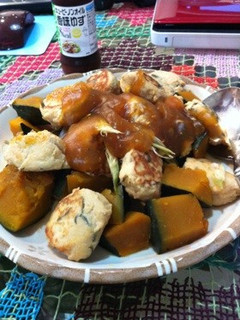 ふわふわ鶏つくねとかぼちゃのあんかけ-レシピのメイン写真