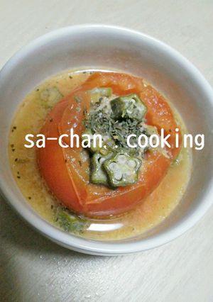 丸ごとトマトの和風バジルハンバーグ(煮)-レシピのメイン写真