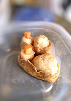お弁当用★鶏団子と薄揚げの煮物★お船風-レシピのメイン写真