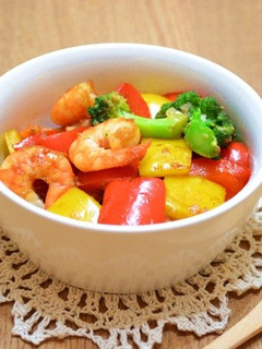 海老とパプリカの中華風甘酒炒め-レシピのメイン写真