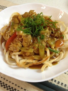 お昼に!堅焼きうどんの和風カレー餡かけ-レシピのメイン写真