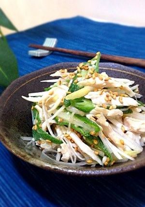 美味☆おくらと鶏肉のネギ塩和え-レシピのメイン写真