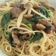 牛肉とほうれん草パスタ レモンバター醤油