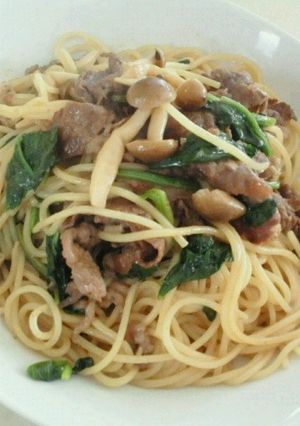 牛肉とほうれん草パスタ レモンバター醤油-レシピのメイン写真