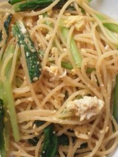 小松菜の卵とじ和風パスタ-レシピのメイン写真