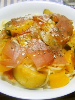 生ハムと彩り野菜の冷製パスタ-レシピのメイン写真
