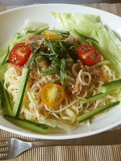 なめたけとツナのおろしさっぱり冷製パスタ-レシピのメイン写真