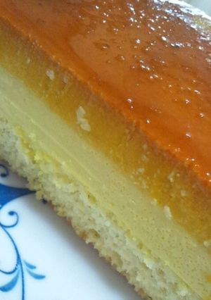 一口で三層の楽しみかぼちゃプリンケーキ-レシピのメイン写真