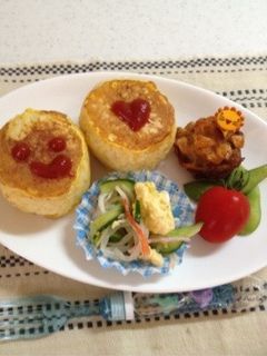昼食やお弁当に!ナゲットオムすび-レシピのメイン写真