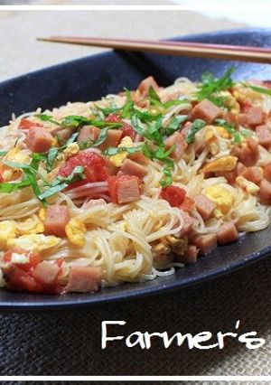 トマトとスパムのソーメンチャンプルー-レシピのメイン写真