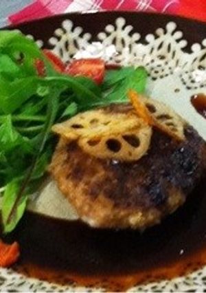 蓮根と餅の食感美味しいハンバーグ-レシピのメイン写真