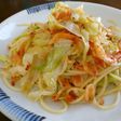 桜えびとキャベツのペペロンチーノパスタ