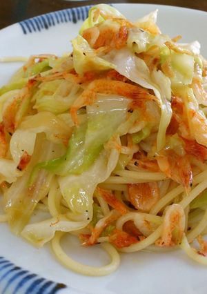 桜えびとキャベツのペペロンチーノパスタ-レシピのメイン写真