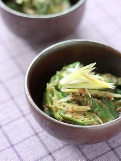 オクラとミョウガの梅ごま和え-レシピのメイン写真
