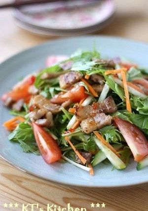 カリカリ豚と水菜のアジアンサラダ-レシピのメイン写真