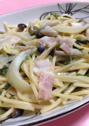ベーコンときのこのクリームパスタ-レシピのメイン写真