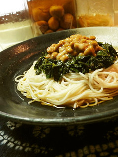 夏バテに*モロヘイヤと納豆の素麺*-レシピのメイン写真