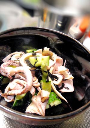 スルメイカときゅうりのワサビ海苔醤油和え-レシピのメイン写真