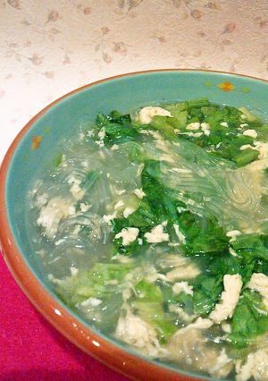 １０分！で作ろう「レタスと春雨の中華スープ」　-レシピのメイン写真