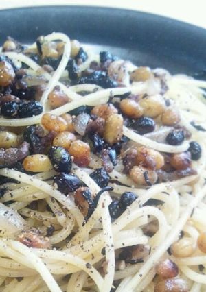 黒千石と小粒大豆、ひじきのパスタ-レシピのメイン写真