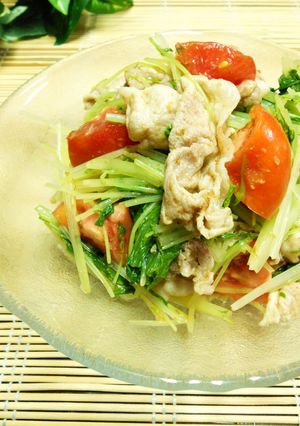 冷し豚しゃぶと水菜の胡麻ダレ和え-レシピのメイン写真