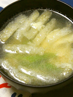 アスパラと揚げ、卵のスープ。-レシピのメイン写真
