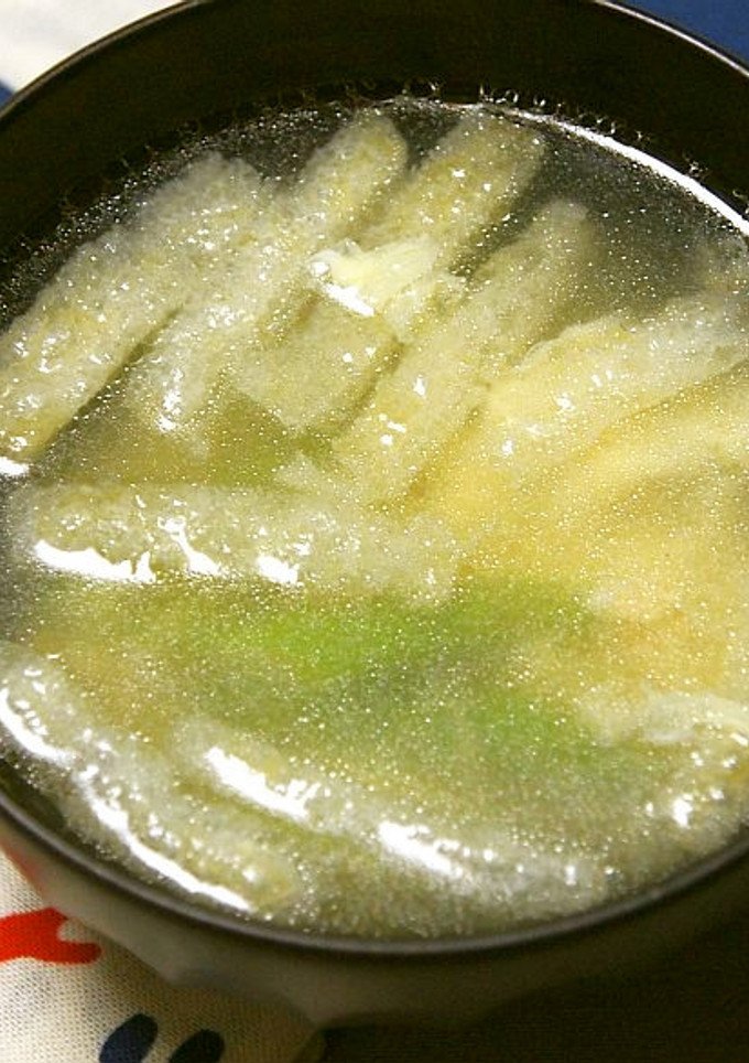アスパラと揚げ、卵のスープ。-レシピのメイン写真