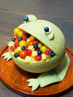 ♥ メロンで食いしん坊かえるデザート♥-レシピのメイン写真