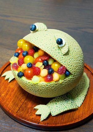 ♥ メロンで食いしん坊かえるデザート♥-レシピのメイン写真